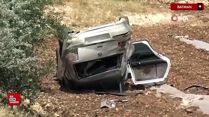 Gercüş’te virajı alamayan otomobil takla attı