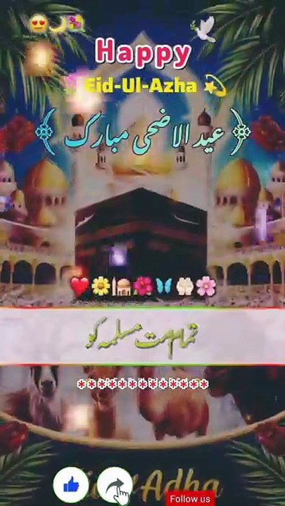 تمام اہل اسلام کو عیدالاضحی مبارک ہو ﷲپَاڪَﷻ سے دعا ہے کہ یہ عید آپ اور آپ کے اہل واعیال کےلیے خوشیوں اور ایمان میں اضافے کا باعث بنے اللّٰہ تعالیٰ تمام مسلمانوں کی قربانیوں کو قبول فرمائے آمِیۡــنَ ثُــمَّ آمِیۡـنَ يَا رَبِّ الۡعٰلَمِــیۡن.🤲 خوش رہیں___