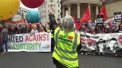 Anti-austerity protest draws crowds in central London