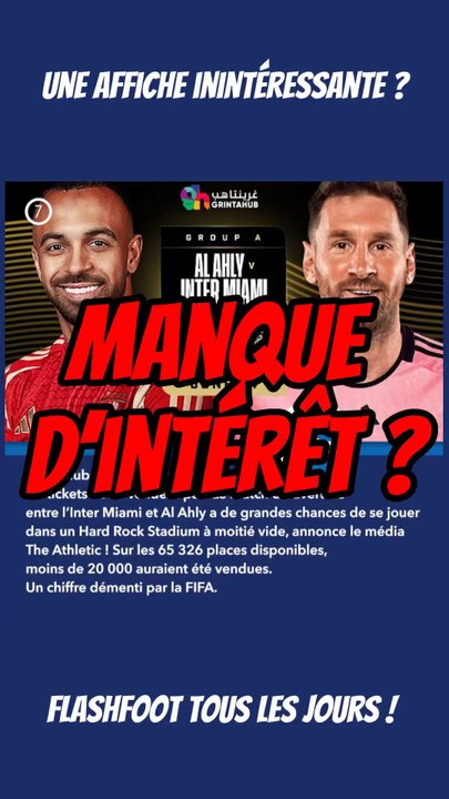 🚨 La FIFA n’arrive pas à vendre les tickets pour la coupe du monde des Club...