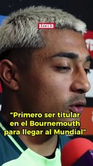 ¿JUGAR EN LA PREMIER BENEFICIA PARA SER TITULAR CON EL TRI Julián Araujo confesó que necesita ser titular en su equipo para llegar al Mundial. Además dijo que jugar en Inglaterra ayuda.   @miseleccionmx