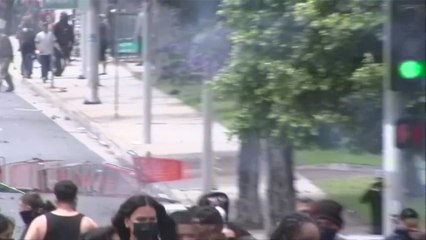 Anti-ICE protesters and law enforcement clash for a second day in Los Angeles