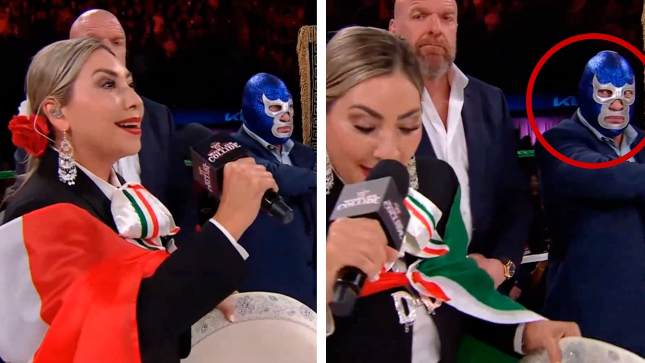Deyra Barrera cambia la letra del Himno Nacional en WWE Worlds Collide; así fue reacción de Blue Demon Jr.