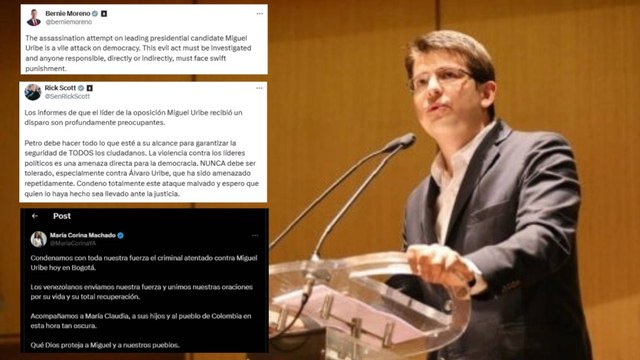 Marco rubio y otros líderes internacionales se pronuncian en rechazo al atentado de Miguel Uribe