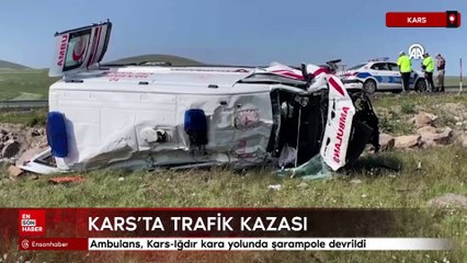 Kars’ta ambulans şarampole devrildi