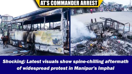 Latest visuals shows the aftermath of widespread protest in Imphal, curfew and internet Ban imposed