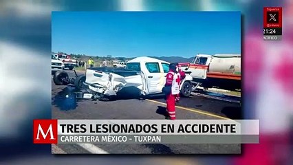 Fuerte choque entre tráiler, pipa y camioneta deja tres heridos en Tulancingo Hidalgo