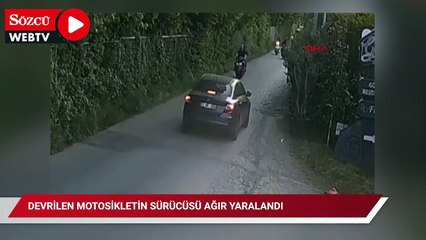 Devrilen motosikletin sürücüsü ağır yaralandı