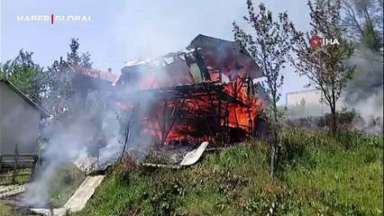 Yayla evi alev alev yandı