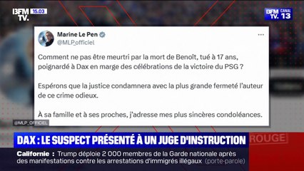 Jeune de 17 ans tué à Dax: Marine Le Pen a réagi sur X, elle espère "que la justice condamnera avec la plus grande fermeté l'auteur de ce crime"