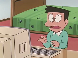 パソコンを打つスネ夫