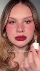 Dark Cherry Benetint🍒 Tutorial#makeuptutorial #eyemakeup #softglamlook #trending #shorts@twocatsoncouch
