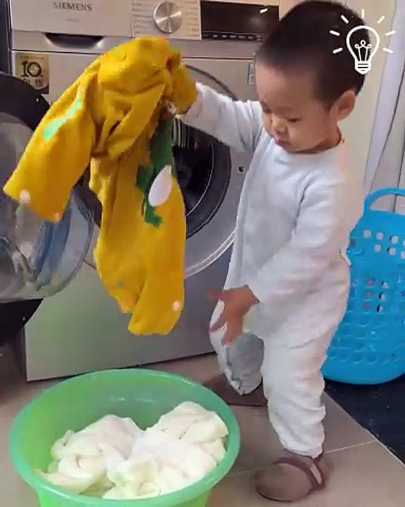 Little one learns laundry magic!.hd