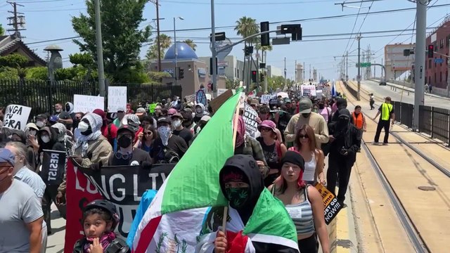Protesters march in LA's Boyle Heights against multiple immigration detentions