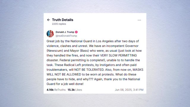 트럼프, 불법체류 단속 반대 시위대에 마스크 착용 금지 / YTN