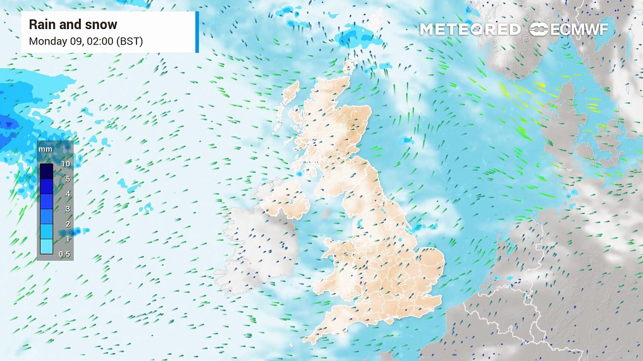 Rain in the northwest expected this Monday