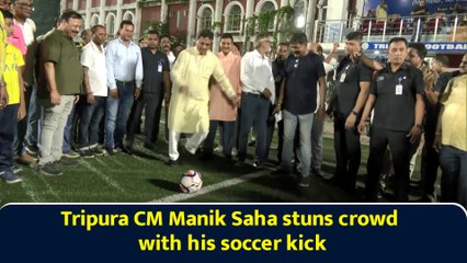 Tripura CM Manik Saha stuns crowd with his soccer kick