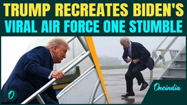 Cameras Catch Trump Tripping on Air Force One — Internet Exposes Double Standards for Mocking Biden