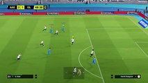 Goalkeeper punches the ball to striker's foot