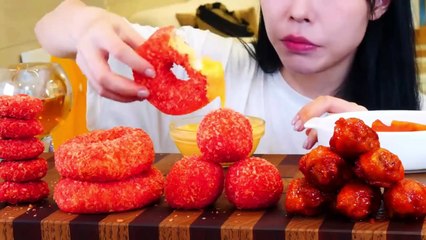 ASMR MUKBANG Cheetos Cheese Rings, Fire Ramyun Noodles, Seasoned Chicken, Tteokbokki, Nugget.