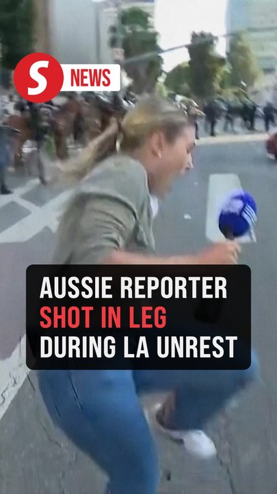 MOMENT: Australian journalist hit with rubber bullet during LA protests