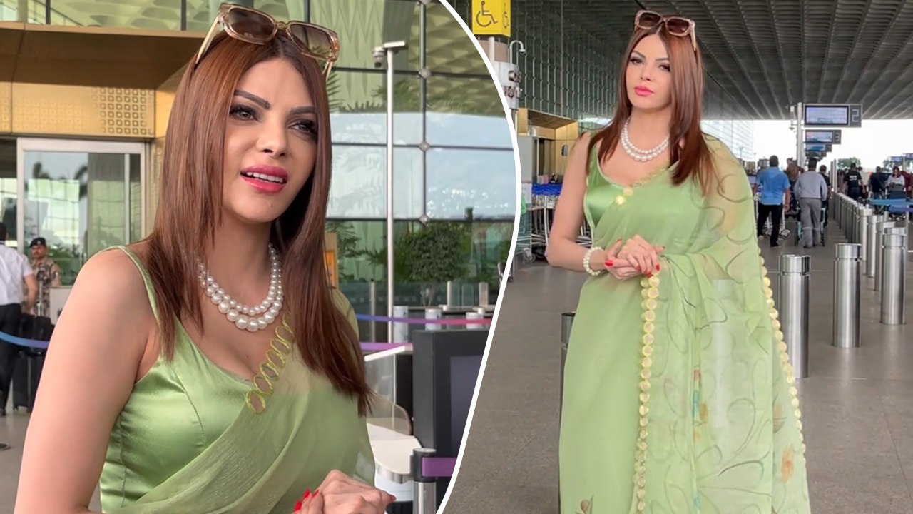 Sherlyn Chopra Gets Snapped At The Mumbai Airport In Her Glamorous-Green Saree Look!