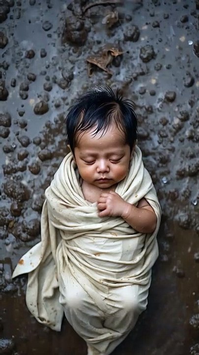 A Lonely Baby in Heavy Rain
