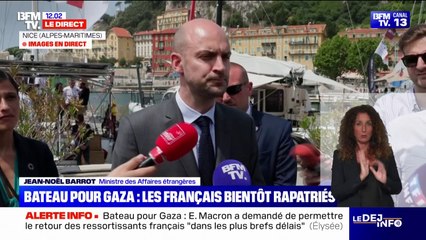 "Nous avons demandé à pouvoir exercer la protection consulaire" pour les six ressortissants français à bord du bateau intercepté par Israël, déclare Jean-Noël Barrot