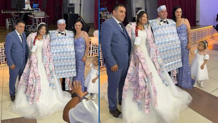 Düğünde damada paradan yelek giydirdiler