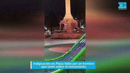 Indignación en Plaza Italia por un hombre que orinó sobre el monumento