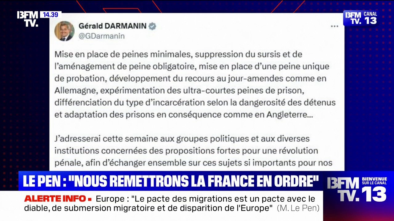 "Recours au jour-amendes", "ultra-courtes peines de prison": Gérald Darmanin dévoile des propositions pour la mise en place des peines minimales
