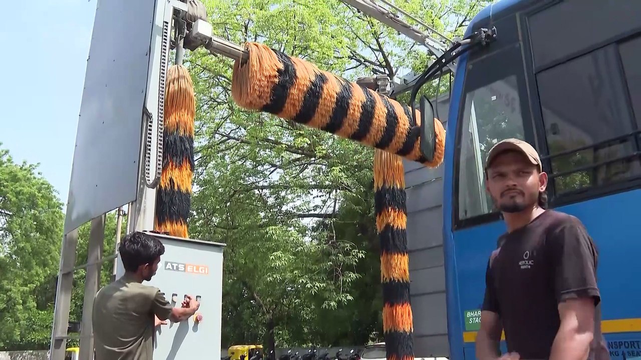 ST BUS CLEANING AUTOMATIC WASHING MACHINE INSTALLED IN #GANDHINAGAR #GUJARAT