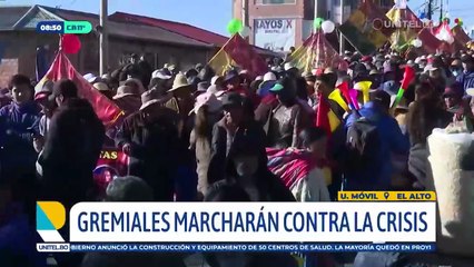 Gremiales marchan en La Paz contra la crisis y el incremento de precios