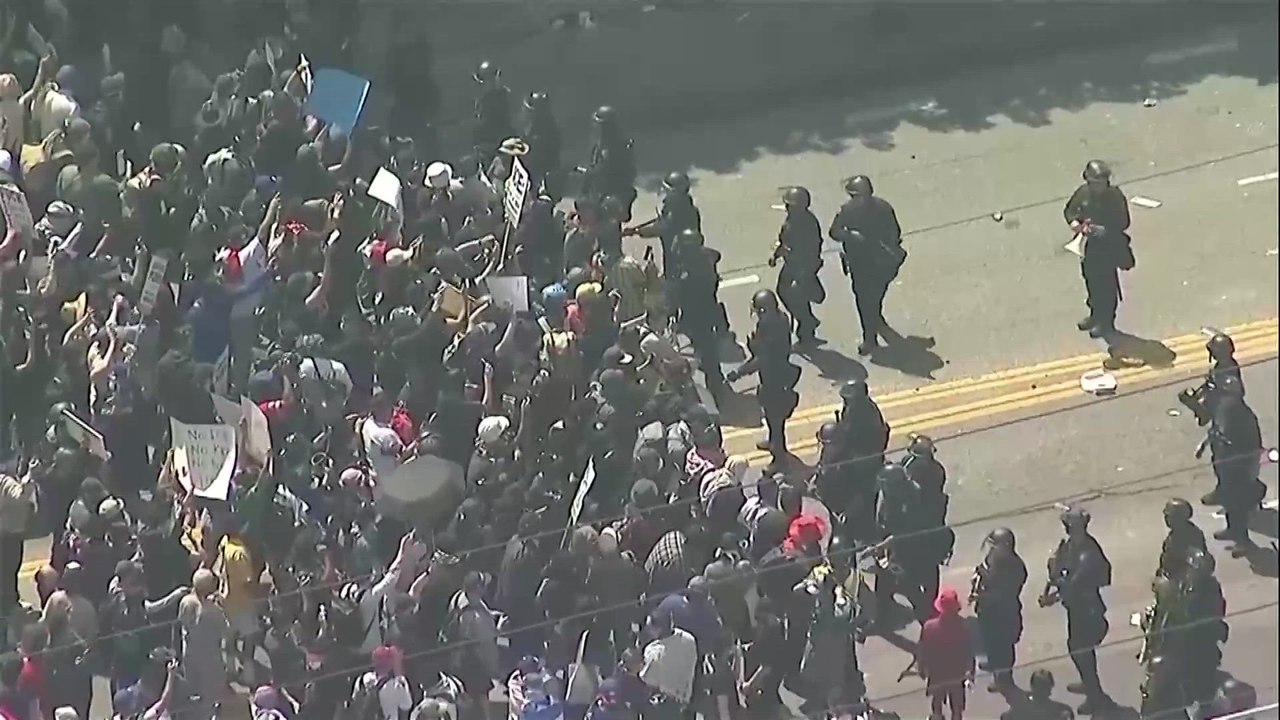 Mayhem on the streets of Los Angeles as national guards are deployed against protesters