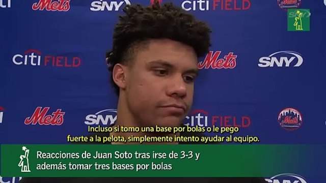 Reacciones de Juan Soto tras irse de 3-3 y además tomar tres bases por bolas