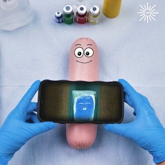 Emergency C-section, sausage gives birth to a nugget! 😯