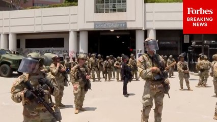 Anti-ICE Protesters Demonstrate In Front Of L.A. Facility Guarded By National Guard