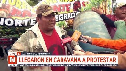 Productores llegaron en caravana a protestar por combustible a YPFB