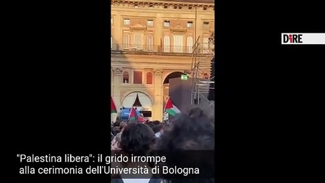 Bologna - MO. GRIDO PALESTINA LIBERA IRROMPE A CERIMONIA UNIVERSITÀ BOLOGNA (09.06.25)