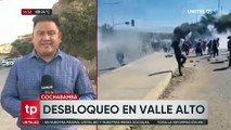 Vecinos y transportistas desbloquean ruta al valle alto
