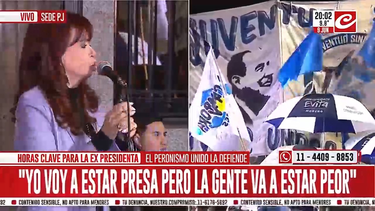 Cristina Kirchner: "Yo voy a estar presa pero la gente va a estar peor"