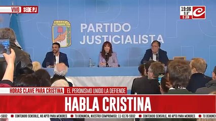 El discurso completo de Cristina Kirchner en la sede del PJ
