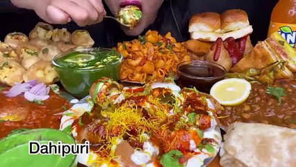 ASMR_EATING_STREET_FOOD_PANIPURI,DAHIPURI,SAMOSA,CHOLE_BATURE,PAV_BHAJI___EATING_SHOW