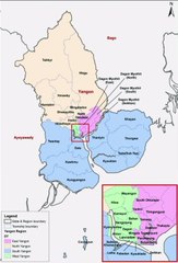 Map of Yangon Region. Peta Region Yangon. Yangon Region Map. Map of Region of Yangon. Region of Yangon Map. Carte de la région de Yangon. ရန်ကုန်တိုင်းဒေသကြီးမြေပုံ. Mapa da região de Yangon. Kaart van de regio Yangon. Mapa de la región de Yangón