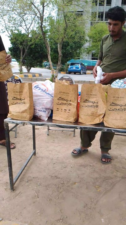 Eid Al Adha meat distribution at Orphanage stall