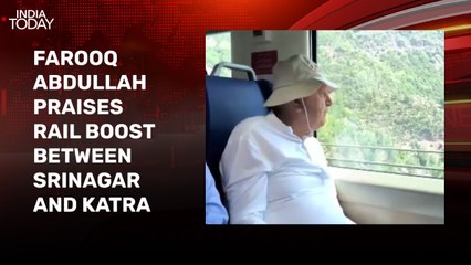 Farooq Abdullah travels on Vande Bharat from Srinagar to Katra, praises rail link
