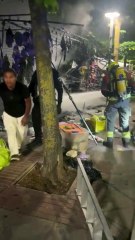 Calcinan un puesto ambulante en Miranda y en el resto de tiendas hablan de amenazas durante las fiestas