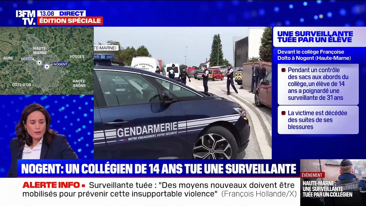 Surveillante tuée par un collègien - Un élève présent lors du drame témoigne sur BFMTV: "Il a brandi le couteau et lui a couru après" - VIDEO