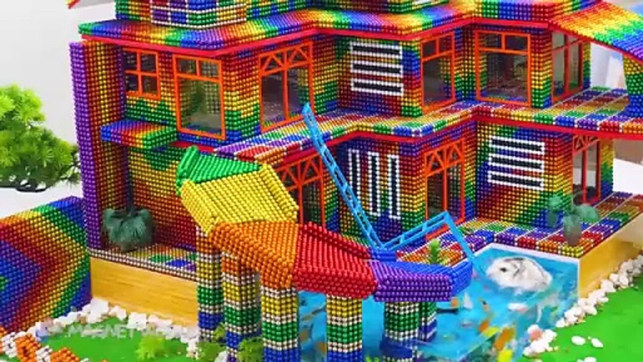 Amazing Satisfying With Magnet Balls _ Build Villa Has Swimming Pool _ Water Slide From Rooftop