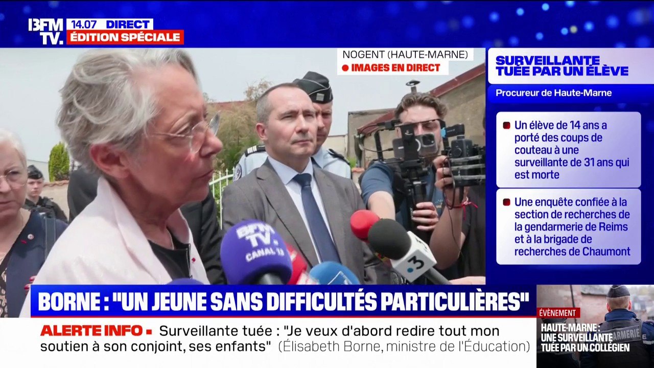 Surveillante tuée à Nogent: "Les jeunes sont très choqués", déclare Élisabeth Borne